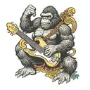 King kong playing bass guitar tattoo design idea