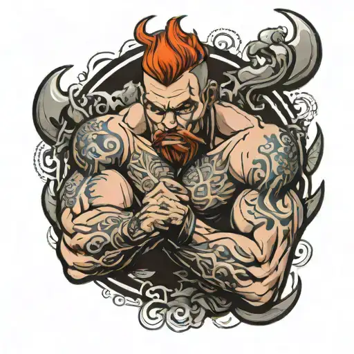 strong man with no fear tattoo design idea
