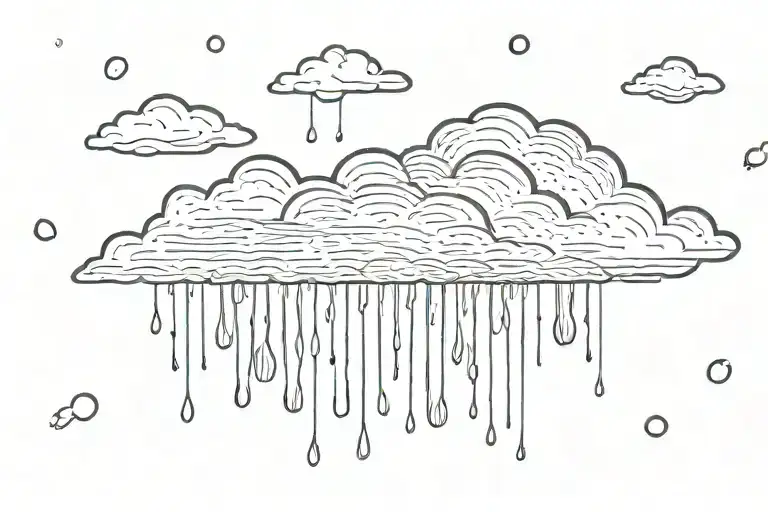 rain with cloud tattoo has left side is half circle boundry shape tattoo design idea