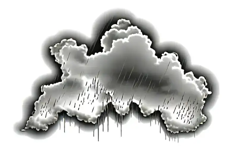 rain with cloud tattoo has left side is half circle boundry shape of pectoral muscle. tattoo design idea