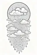 rain with cloud tattoo has left side is half circle boundry shape tattoo design idea