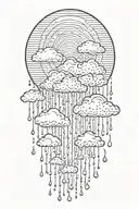 rain with cloud tattoo has left side is half circle boundry shape tattoo design idea
