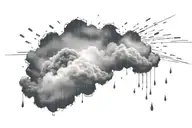 space patterned rain and rain cloud tattoo with some drops in the shape of a heart tattoo design idea