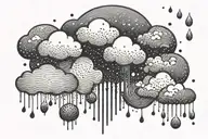 rain with cloud tattoo has left side is half circle boundry shape tattoo design idea