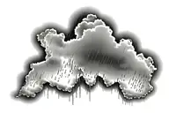 rain with cloud tattoo has left side is half circle boundry shape of pectoral muscle. tattoo design idea