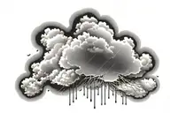 rain with cloud tattoo has left side is half circle boundry shape of pectoral muscle. tattoo design idea