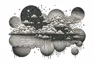 rain with cloud tattoo has left side is half circle boundry shape tattoo design idea