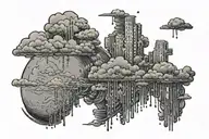 rain with cloud tattoo has left side is half circle boundry shape tattoo design idea