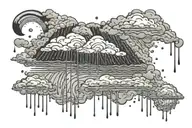 rain with cloud tattoo has left side is half circle boundry shape tattoo design idea