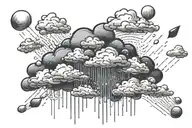 rain with cloud tattoo has left side is half circle boundry shape tattoo design idea