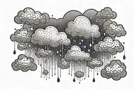 rain with cloud tattoo has left side is half circle boundry shape. tattoo design idea