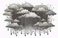 rain with cloud tattoo has left side is half circle boundry shape of pectoral muscle. tattoo design idea