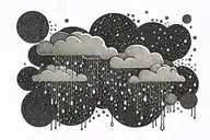 rain with cloud tattoo has left side is half circle boundry shape tattoo design idea