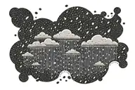 rain with cloud tattoo has left side is half circle boundry shape tattoo design idea