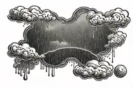 rain with cloud tattoo has left side is half circle boundry shape tattoo design idea