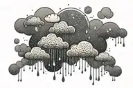 rain with cloud tattoo has left side is half circle boundry shape tattoo design idea