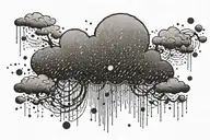rain with cloud tattoo has left side is half circle boundry shape of pectoral muscle. tattoo design idea