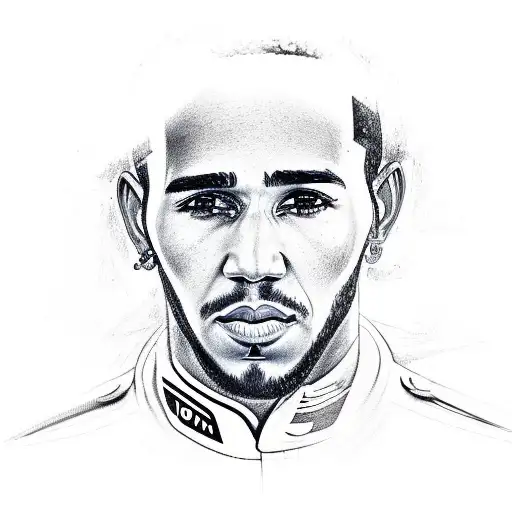 A detailed sketch of Lewis Hamilton's championship-winning car tattoo design idea