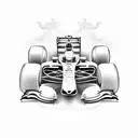 A Formula 1 car racing through the Interlagos circuit tattoo design idea