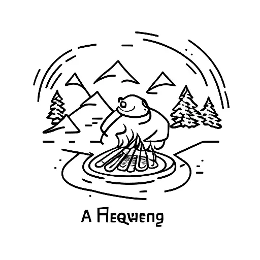 A beaver cooking BBQ sauce in a forest tattoo design idea