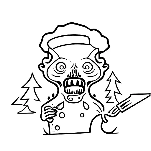 A zombie beaver cooking BBQ sauce in a forest tattoo design idea