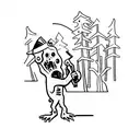Zombie beaver with a knife in a forest tattoo design idea
