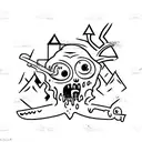 Zombie beaver with a knife in a forest tattoo design idea