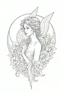 BADASS BEAUTIFUL ANGEL IN ART NOUVEAU STYLE tattoo design idea