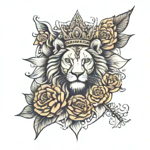 lion and virgin of Guadalupe tattoo design idea