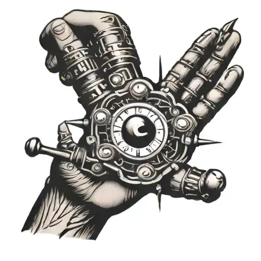hand with conductors wand tattoo design idea