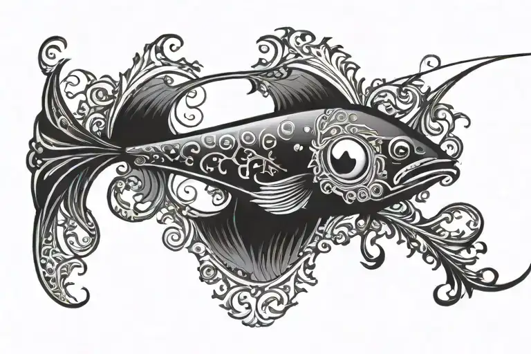 Fishing lure tattoo design idea