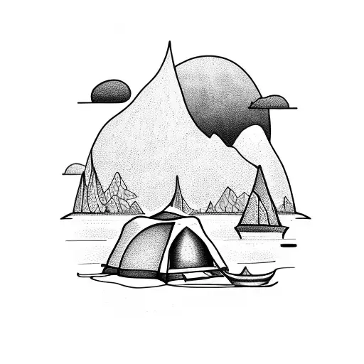 island camping with a kayak  tattoo design idea