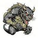 Tasmania devil eating money falling tattoo design idea