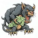Tasmania devil eating money falling tattoo design idea
