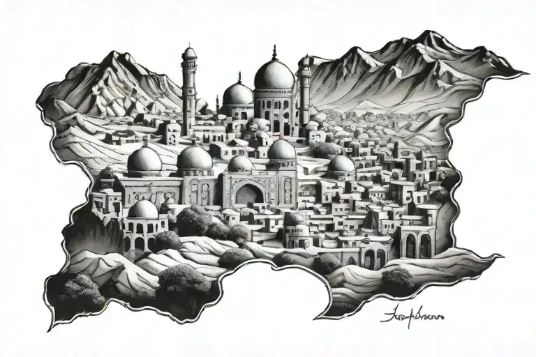 Landscape of Isfahan iran  tattoo design idea