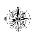 A minimalist tattoo of a compass with the coordinates of your sons' birthplaces, representing the guidance and direction they bring to your life. tattoo design idea