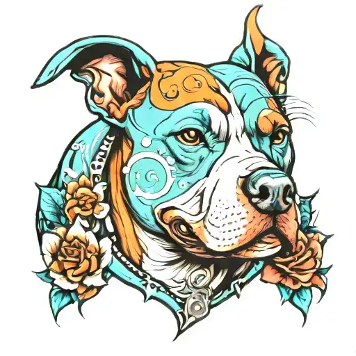 pit bull dog Miami Dolphins tattoo design idea