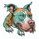 pit bull dog Miami Dolphins tattoo design idea