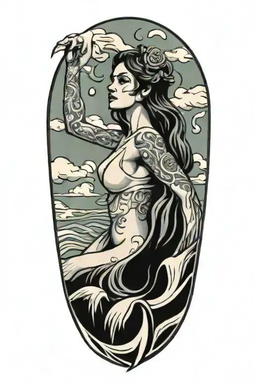 arm rising from water  tattoo design idea