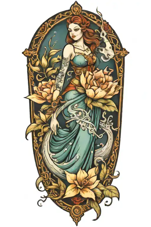 lady of the lake tattoo design idea