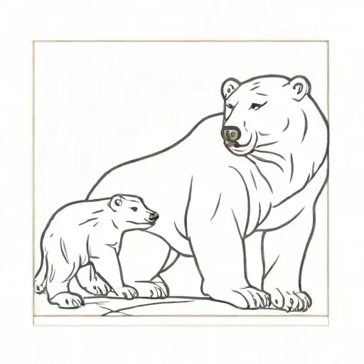polar bear protecting cub, father and son. tattoo design idea