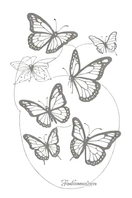 three small  monarch butterflies flying  tattoo design idea