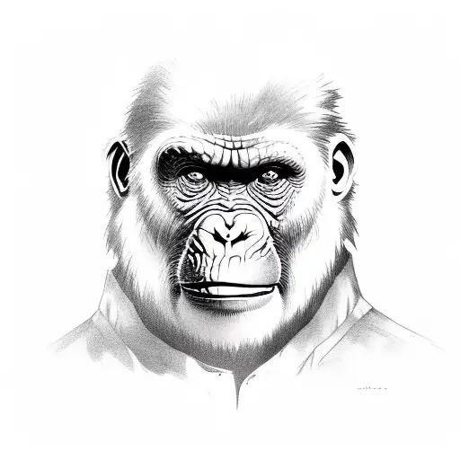 gorila y lobo tattoo design idea