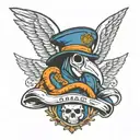 plague doctor paramedic symbol with angel wings tattoo design idea