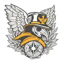plague doctor paramedic symbol with angel wings tattoo design idea
