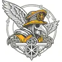 plague doctor paramedic symbol with angel wings tattoo design idea