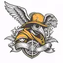 plague doctor paramedic symbol with angel wings tattoo design idea
