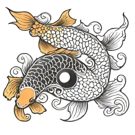yin yang koi fish tattoo design idea