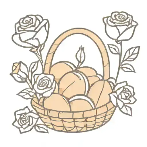 basket full of bread and roses  tattoo design idea