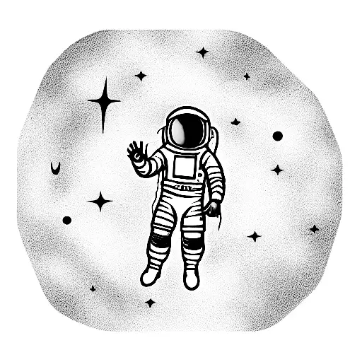 Astronaut drifting through space tha thas lost his connection tattoo design idea